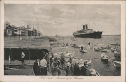 Port Said - Arrival of a Steamer Postcard