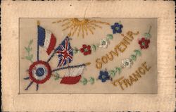 Souvenir of France - Embroidered Flags World War I Postcard Postcard Postcard