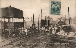 Incendio de la Estacion del F. C. Postcard