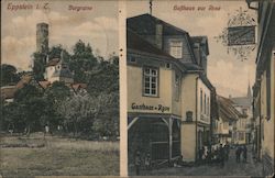 Castle ruins and Rose Inn in Eppstein in the Taunus mountain range Postcard