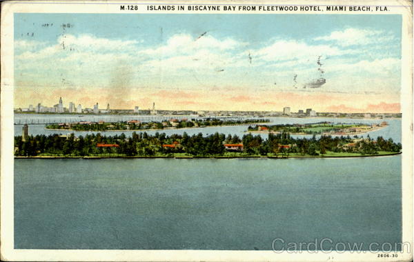 Islands In Biscayne Bay From Fleetwood Hotel Miami Beach Florida