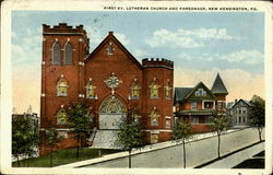 First Ev. Lutheran Church And Parsonage New Kensington, PA Postcard Postcard