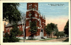 St. Mary's Catholic Church Muskegon, MI Postcard Postcard