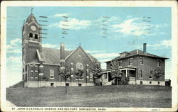 St. John's Catholic Church and Rectory Herington, KS Postcard Postcard