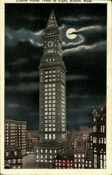 Customs House Tower at Night Postcard