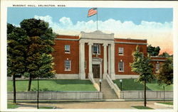 Masonic Hall Arlington, MA Postcard Postcard