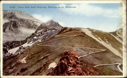 Pikes Peak Auto Highway Showing Seven Elevations Postcard