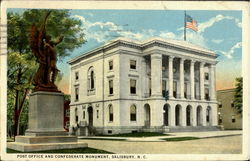 Post Office And Confederate Monument Postcard