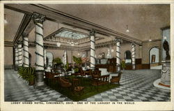 Lobby Grand Hotel Cincinnati, OH Postcard Postcard