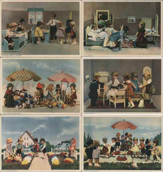 Lot of 6: German Dolls, Various Scenes