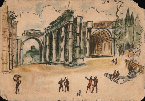 Rome Scene - American Red Cross Service Club World War II