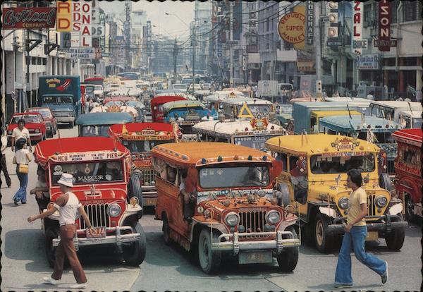 Jeepneys on Rizal Avenue Manila Philippines Southeast Asia