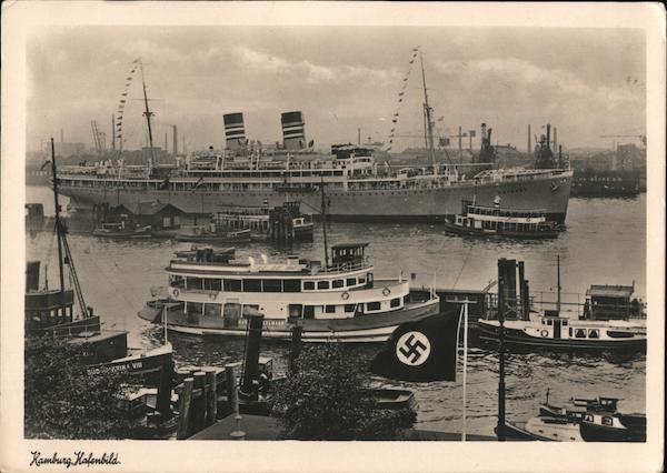 Hamburg: Hafenbild (with Swastika flag) Germany