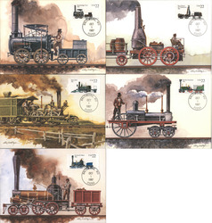 Set of 5: 1987 22c Steam Trains Postcard