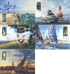 Set of 5: 1990 Lighthouses Series Maximum Cards Postcard Postcard Postcard