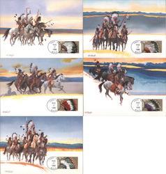 Set of 5: 1990 Native American Tribe Series Postcard