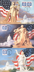 Set of 3: Official Mail Patriotic Series Maximum Cards Postcard Postcard Postcard