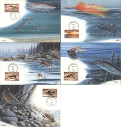 Set of 5: 1991 Fishing Series Postcard