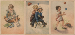 Lot of 3: German Postcards, Children Playing Games Postcard