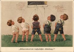 Boys Peeing on Wall Postcard
