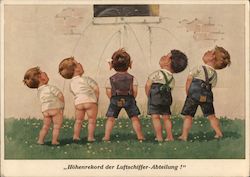 Boys Peeing on Wall Italy Postcard Postcard Postcard