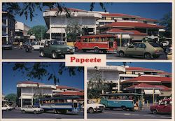 Cross-roads in front of the Cathedral of Papeete Postcard