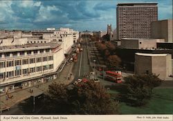 Royal parade and Civic Center Plymouth, United Kingdom Devon Postcard Postcard Postcard