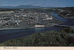 Bird's Eye View of City and Yukon River Postcard