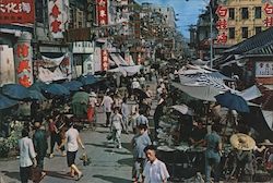 A Busy Market Street in the Heart of Kowloon, Canton Road Postcard