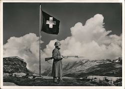Swiss soldier on guard Postcard