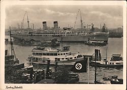 Hamburg: Hafenbild (with Swastika flag) Postcard