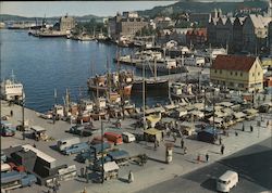 View of Fish Market and the Old Warehouses Bergen, Norway Postcard Postcard Postcard