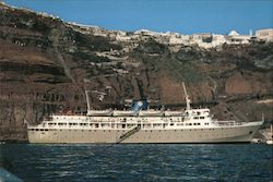 The Mts "Jason" anchored at the island of Santorini Postcard