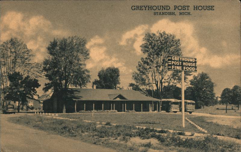 Greyhound Post House Standish, MI Postcard