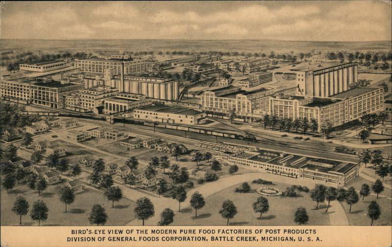Bird's-Eye View of the Modern Pure Food Factories of Post Products Battle Creek Michigan