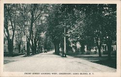 Front Street Looking West, Long Island Greenport, NY Postcard Postcard Postcard