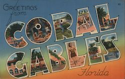 Greetings from Coral Gables Florida Postcard Postcard Postcard