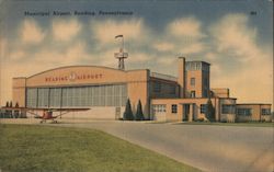 Municipal Airport Reading Postcard