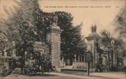 The Stone Gate, Wellesley College Massachusetts Postcard Postcard Postcard