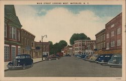 Main Street Looking west Waterloo, NY Postcard Postcard Postcard