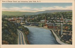 View of Barge Canal and Industries Little Falls, NY Postcard Postcard Postcard