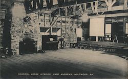 Memorial Lodge Interior, Camp Andrews Postcard