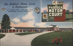 The Paddock Motor Court & Restaurant Manning, SC James E. Hess Postcard Postcard Postcard