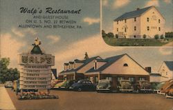 Walp's Restaurant and guesthouse Allentown, PA Postcard Postcard Postcard