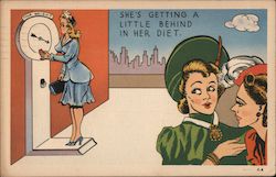 She's Getting a Little Behind In Her Diet Postcard
