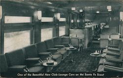 One of the Beautiful New Club-Lounge Cars on the Santa Fe Scout Postcard