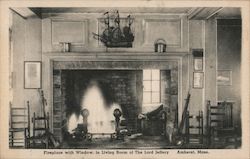 Fireplace with Window in Living Room of The Lord Jeffery Postcard