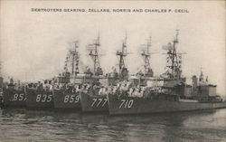 Destroyers Gearing, Zellars, Norris and Charles . cecil Postcard