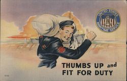 U.S. Maritime Service Training Station - Thumbs Up, Fit for Duty Postcard