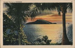 Sunset Scene on Ocean Postcard